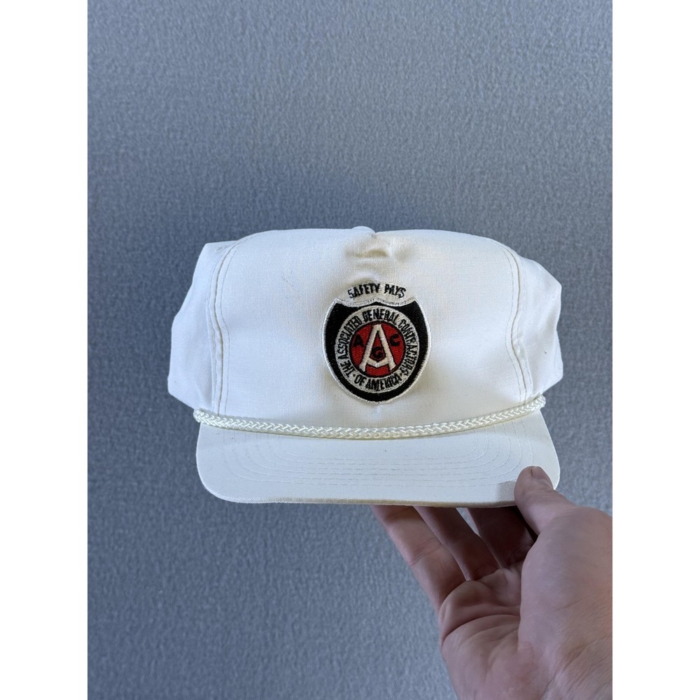 AGC Safety Pays Hat Cap Snap Back Mens One Size‎ White Twill Rope Logo Work